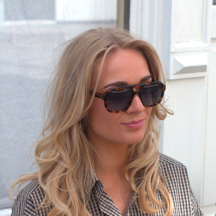 Caldiero Braune Tortoise Blaues Brillenglas Sonnenbrille – PREMIUM | DAMEN