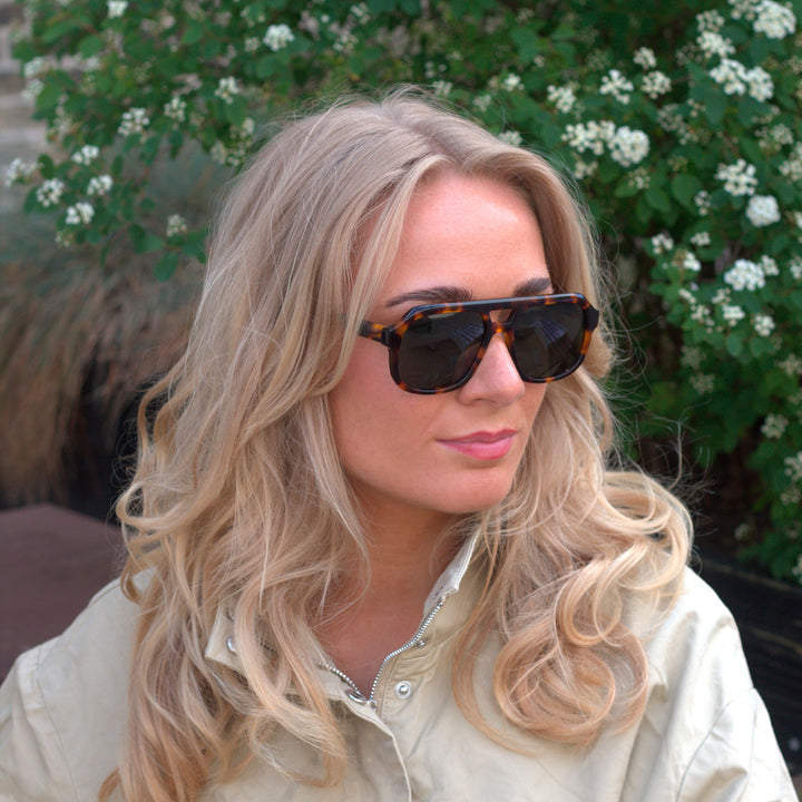 Caldiero Sonnenbrille mit braunen, schildkrötengrünen Gläsern – PREMIUM