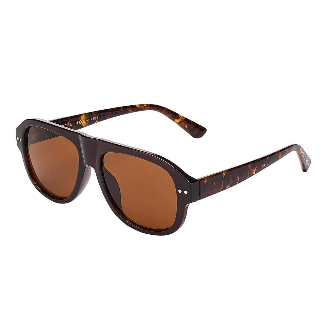 Roveredo Brown with Brown Turtle Temples Solbrille - CLASSIC | MEN