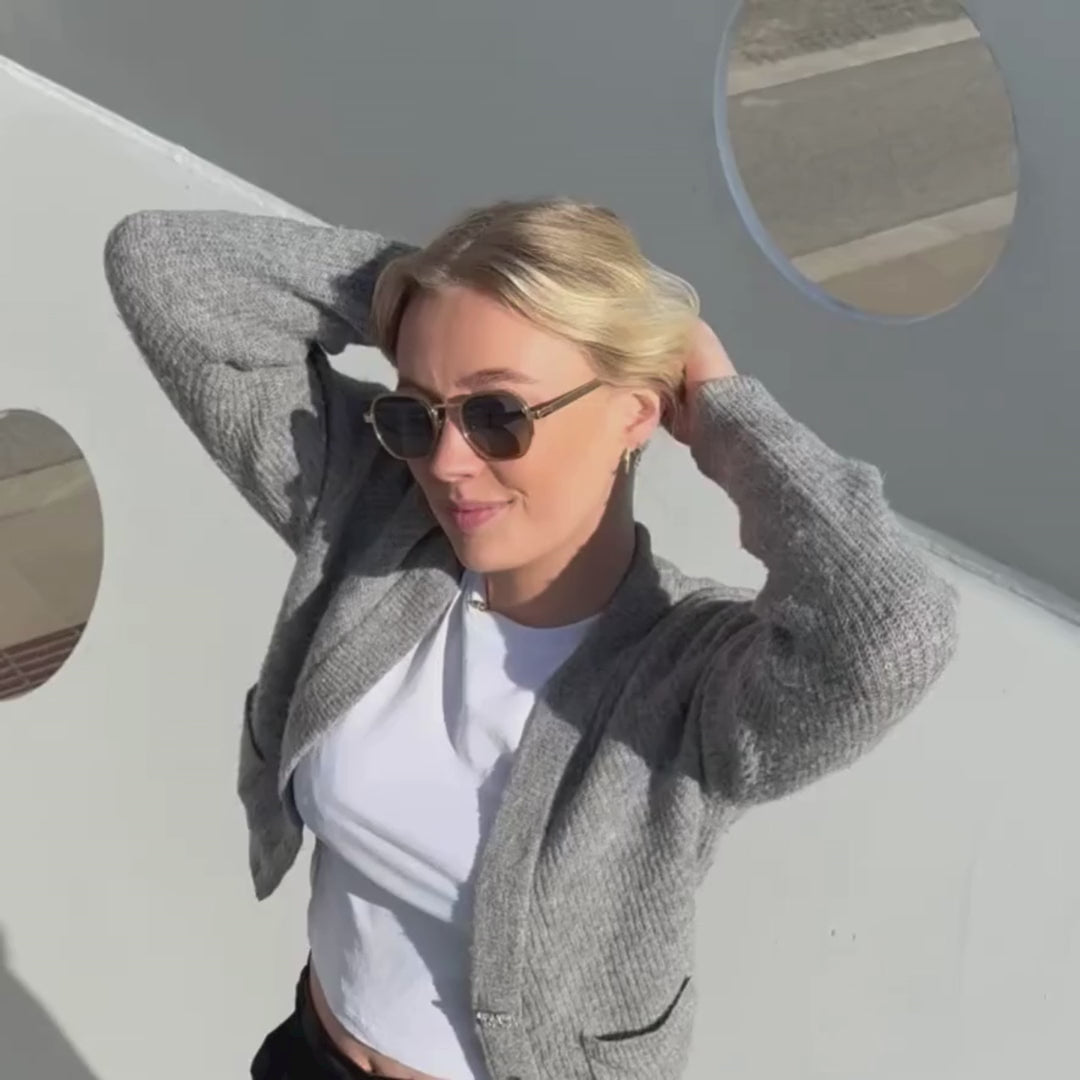 Torriana Walnut Black/Blue Lens Solbrille - PREMIUM